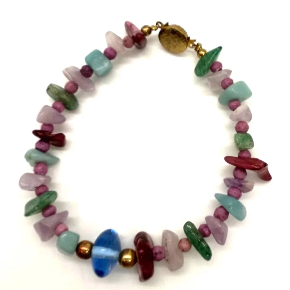 Cloisonné Bead Necklace with Multicolor Natural Stone & Glass and Bracelet - Picture 5 of 16